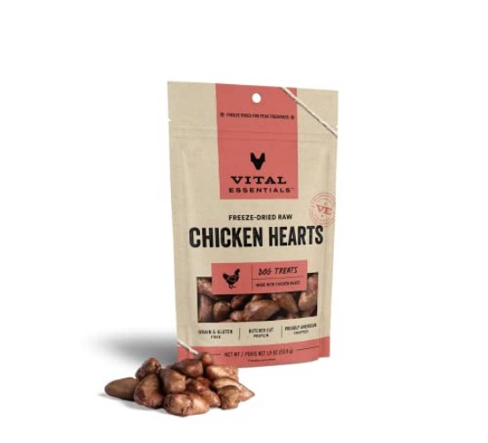 Vital Essentials Freeze-Dried Raw Dog Treats, Chicken Hearts Treats, 1.9 oz