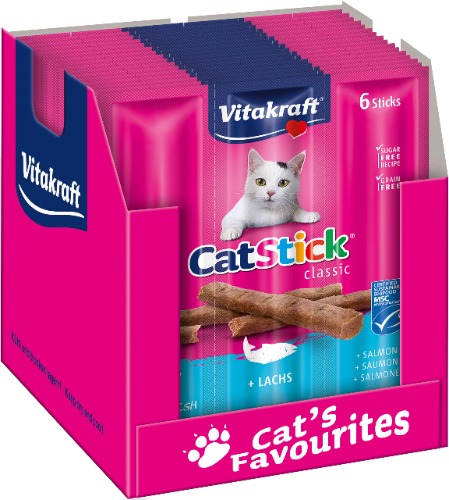Vitakraft Cat-Stick Mini salmon, 60 sticks (10 bags with 6 sticks)