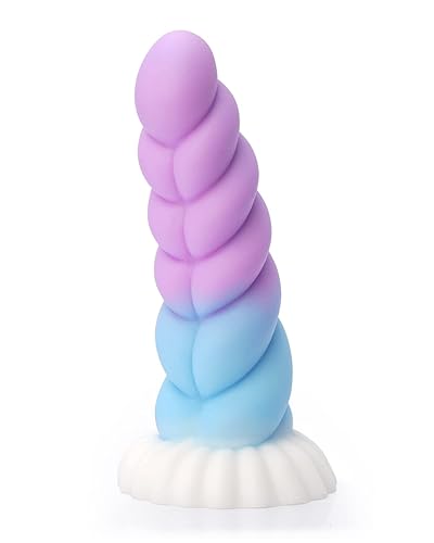Realistic Monster Silicone Dildo - 7.8" Shaped Liquid Dildo with Strong Suction Cup, Huge Thick Dildo for Women, Anal Plug Dildo Prostate Massager Adult Sex Toy Pink,Blue&White - 7.8 in - Pink,Blue&White