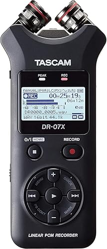 Tascam DR-07X Stereo Handheld Digital Audio Portable Recorder and USB Audio Interface, Pro Field, AV, Music, Dictation Recorder - DR-07X