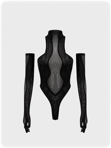 Street White Patchwork Mesh Top Bodysuit