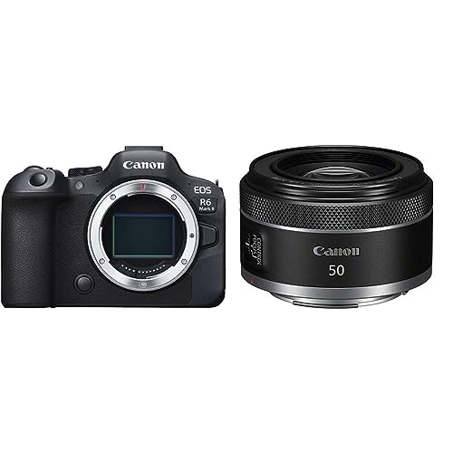 Canon EOS R6 Mark II Appareil Photo Hybride sans Objectif   24,2 mégapixels, 40 img/s, vidéo 4K 60p, Dual Pixel CMOS Auto Focus II, Noir & Objectif RF 50mm f/1.8 STM