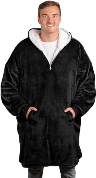 Trekki Oversized Hoodie Decke, Plüsch Flanell Decken Hoodie, Weicher und Warmer Decken Pullover, Übergroße Kuschel Pulli mit Reißverschluss, Oversized Hoodie Herren und Damen, Blanket Hoodie