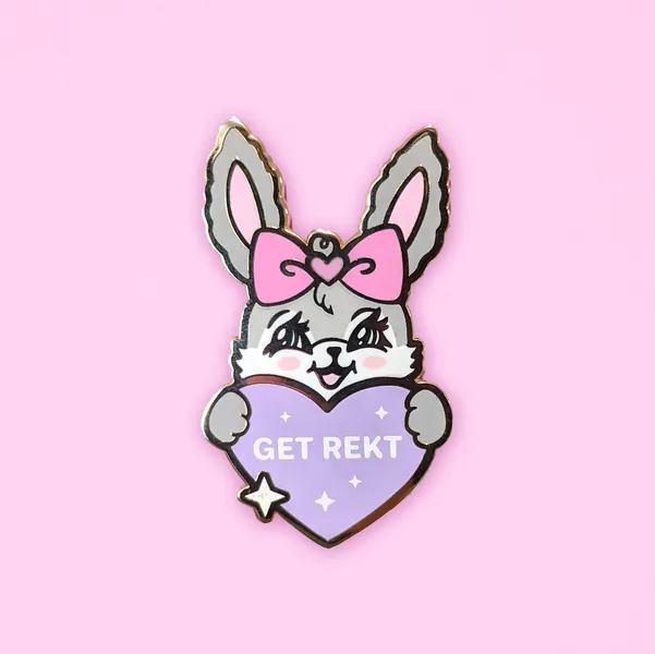 Gamer Bunny Get Rekt Enamel Pin by CelestialFox