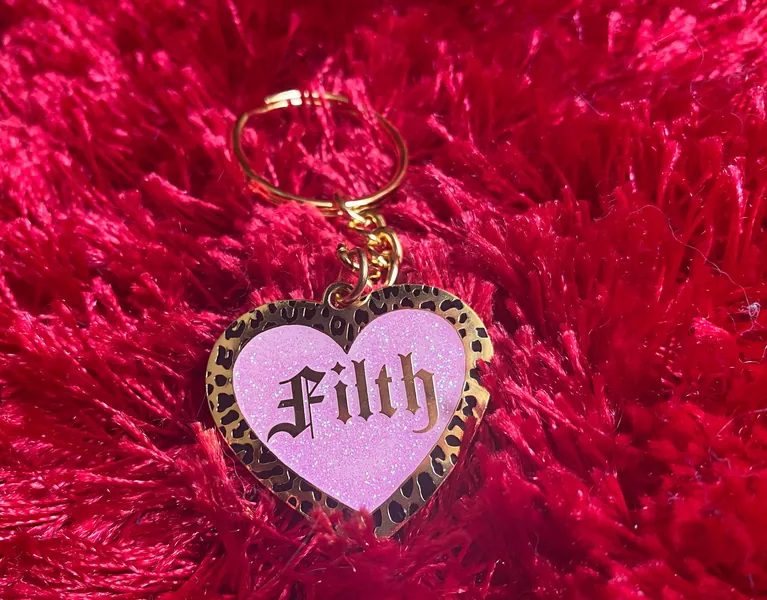 CreepyGals Glitter Pink Filth Heart Keychain