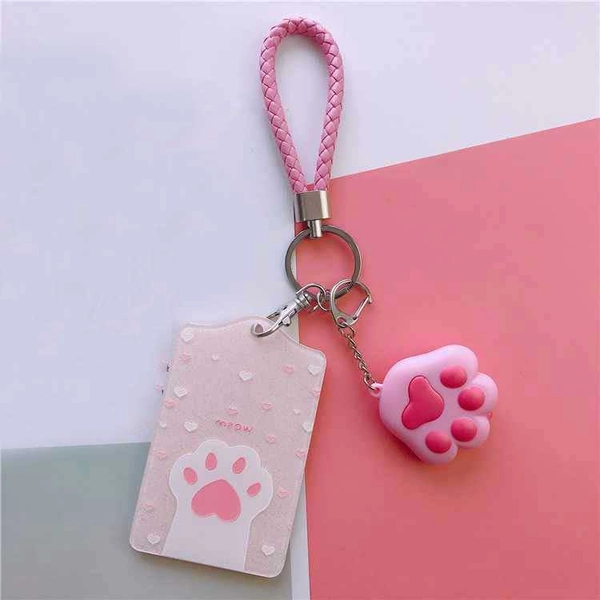 Cat Paw Badge Holder Kawaii Cat Student Card Holders