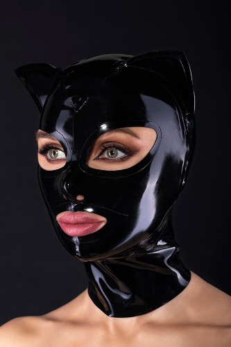 Black latex cat mask | Default Title