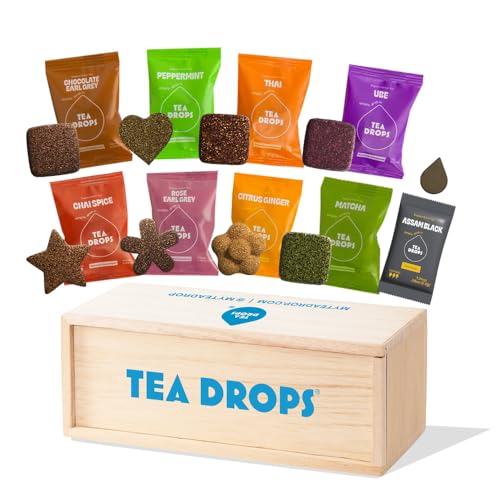 Tea Drops Gift Set - 9 Organic Loose Leaf Tea Samplers (Chai, Earl Grey, Citrus, Ginger, Rose, Matcha, Peppermint, Ube, Assam Thai) - 9 Count Gift Sampler