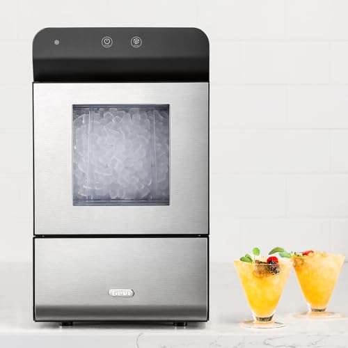 Gevi Household V2.0 Countertop Nugget Ice Maker | Self-Cleaning Pellet Ice Machine | Stainless Steel Housing |16.9''H Fits Perfectly Under Wall Cabinet | Black with Viewing Window - Nugget Ice - Black with Viewing Window