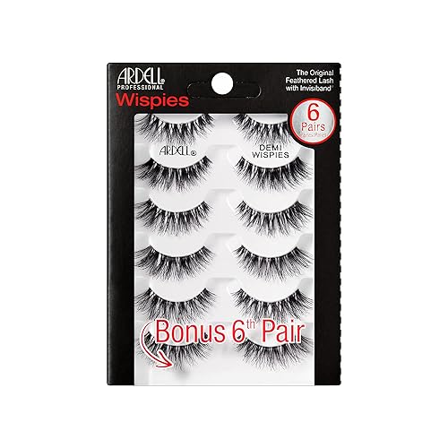 Ardell Demi Wispies - Black, The Original Feathered Lash with Invisiband, 6 pairs, 1-pack - Demi Wispies (6 pairs) Black - 6 Pair (Pack of 1)