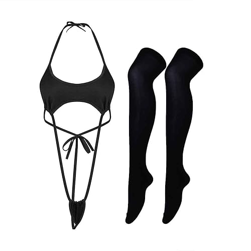 Cute Sexy Anime Lingerie Bra and Panty Set Lolita Cosplay Micro Underwear Suit Kawaii for Women - Black-2