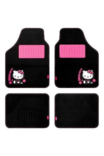 Hello Kitty 1 Set 4 CAR MATS for CAR UNIVERSALS Star - Black Rose