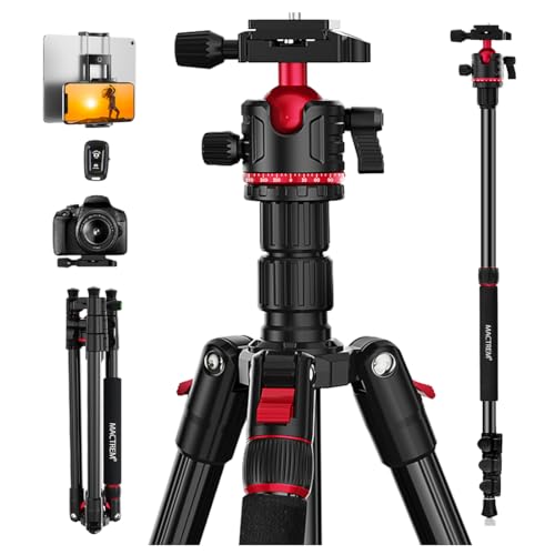 MACTREM Camera Tripod, 69 inch/175cm Aluminum Travel Tripod & Monopod with 360°Ball Head, Heavy Duty Tripod for Smartphone iPad Canon Nikon Sony Binoculars Laser Level Telescope - 69 inch