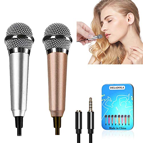 (2pack) Mini Microphone Tiny Microphone for Mobile Phone Laptop Notebook Apple iPhone Sumsung Android（Silver+Rose Gold） - Rose gold + silver