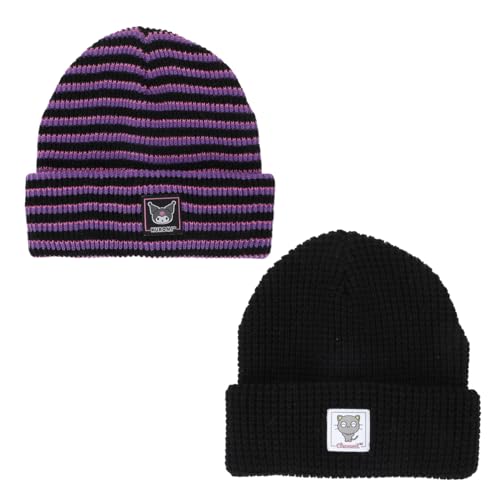 Bioworld Kuromi & Chococat Combo Cuff Beanies Multicolored