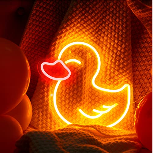 Duck Neon Sign for Kids Room Decor Yellow Duck Neon Wall Sign Duck LED Light USB Operated Night for Bedroom Party Hanging Decor Birthday Gift for Teen Girl Boy - Duck