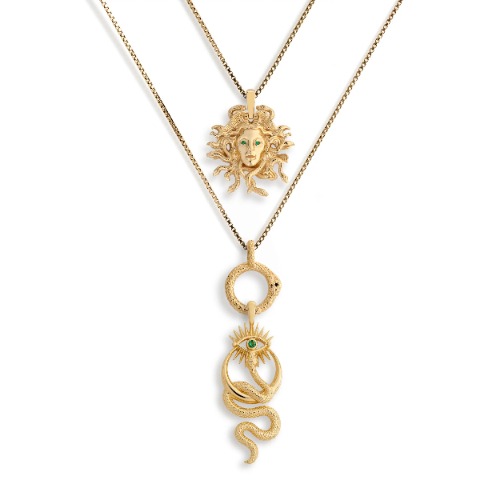 Medusa’s Gaze Necklace Set - 14K Yellow Gold Vermeil