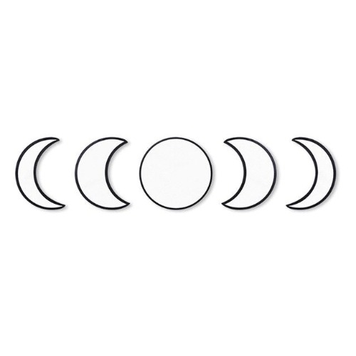 5pcs Moon Phase Decorative Wall Mirror - Black