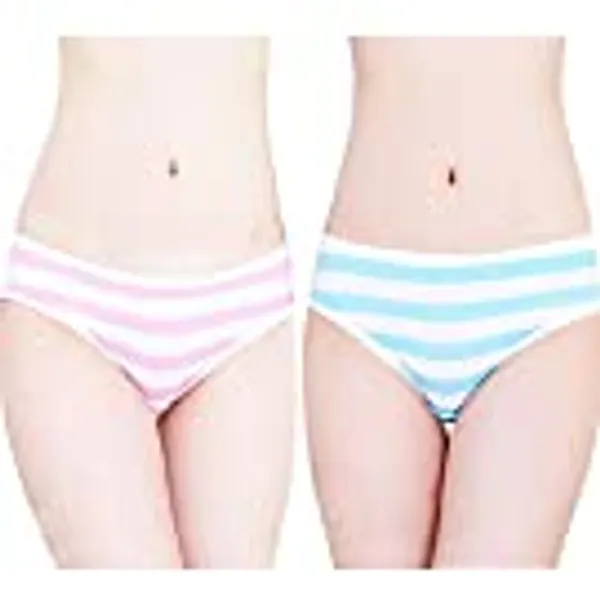Joyralcos Japanese Striped Panties Bikini Cotton Anime Blue Pink Cosplay Underwear 2 Pack Briefs