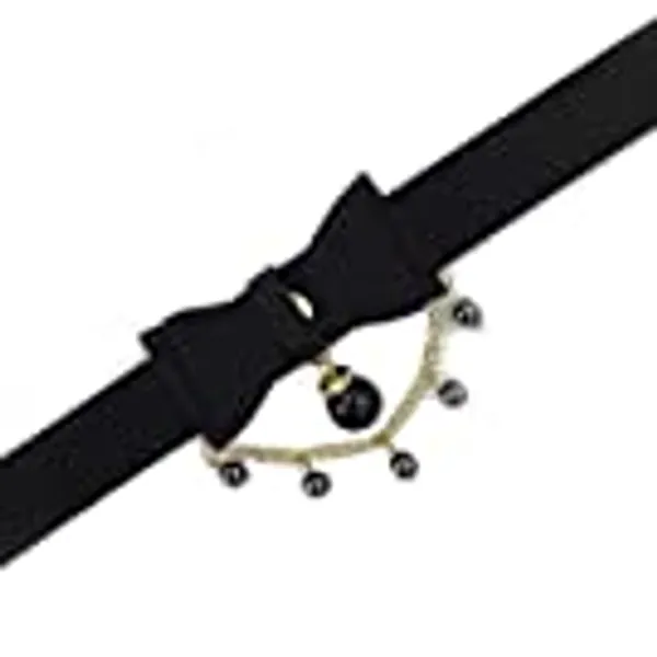 Intimate Lover Handmade Bean Bell Choker Collar Necklace Lolita Bow Collar Cat Kitty Velvet Necklace (R)