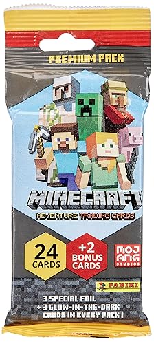 Panini 004115B26FPEF Minecraft Bubble Trading Cards-Premium Pack, Cartoon, Multicolored