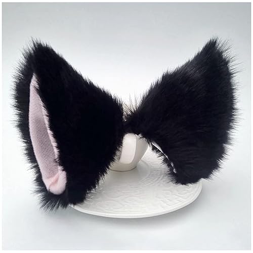Cat Ears Hair Clips - Black With Pink