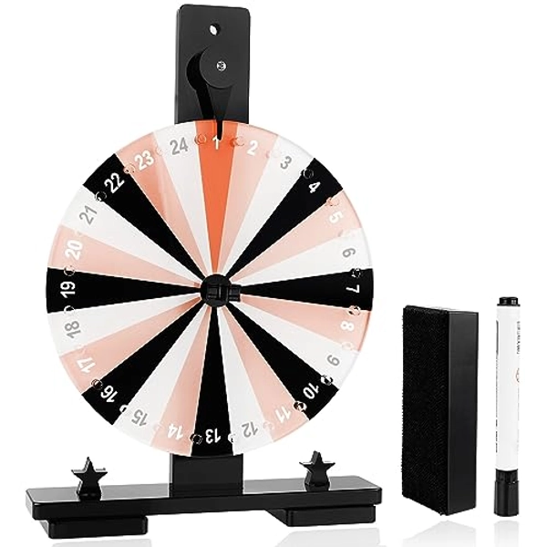 Ygebet Heavy Duty Acrylic Spin The Wheel with Stand - 11.7 Inch Prize Wheel Spinner, Dry Erase Editable Spinning Prize Wheel 24 Slots (Light Pink)
