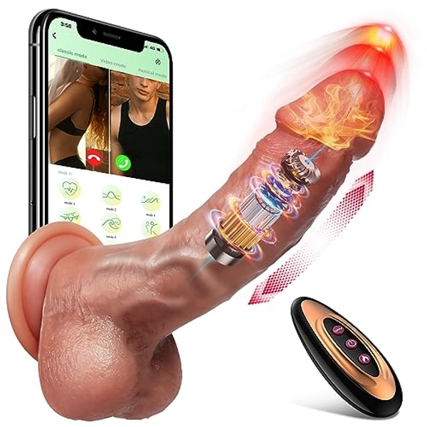 Thrusting Dildo Vibrator Sex Toys - 8.4" APP & RC Realistic Vibrator with 9 Thrusting & 9 Vibration, Heating G Spot Vibrator Anal Dildo with Strong Suction Cup, Adult Sex Toy for Women Couples