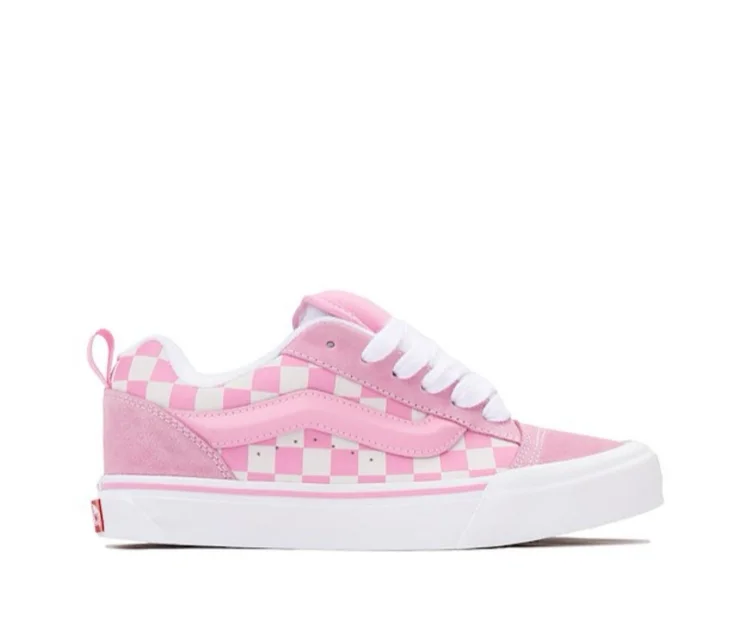 Vans Knu Skool Checkerboard Skate Shoe - Pink / White