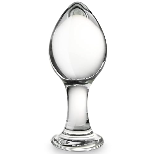 Anal Butt Plug Glass Anal Trainer with Long Neck Crystal Pleasure Wand with Tapered Head Unisex Adult Sex Toy for Men Women Play (L) - L