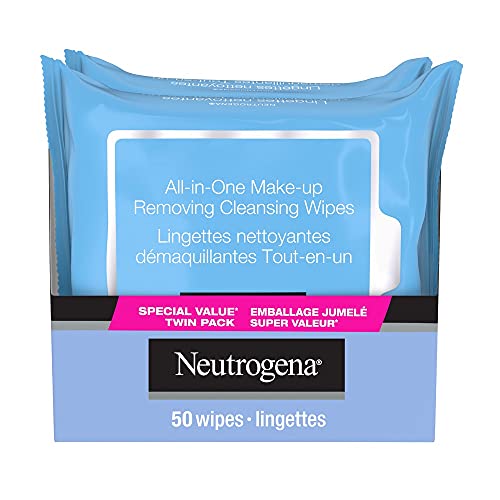 Neutrogena Make-up Remover Cleansing Wipes, Alcohol & fragrance-free, Facial Wipes, 20 Single wrapped wipes - Original - 25 Count (Pack of 2)