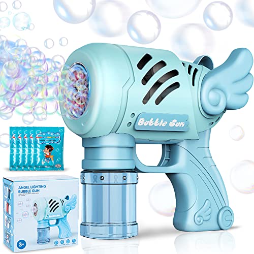 Bubble Machine Gun, Bubble Gun with Colorful Lights, Leak-Proof Design TIK Tok Foam Maker Guns Toys for Kids Adults Outdoor Birthday Wedding Party Gift Camping Summer Toy(Blue) - 10 Hole Blue