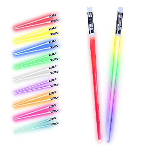 SaberStix LED Light Up Lightsaber Chopsticks - 1 Pair, 9 Colors