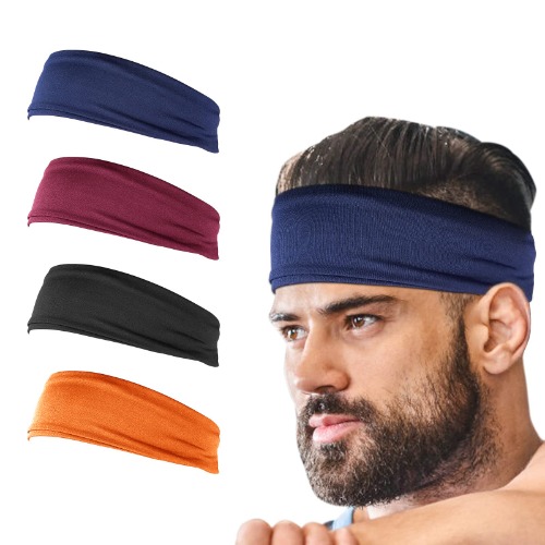 Headbands HOWGET (4pack) Sports Headbands for Men and Women Elastic Fast Drying Headband Light Sweatband for Running Basketball Cycling Yoga Tennis Fitness - 