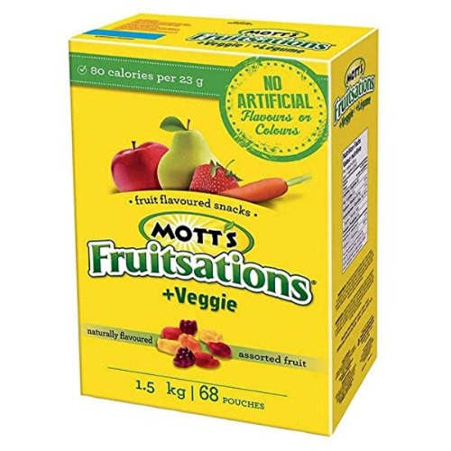 MOTTS Fruit Flavoured Snacks Fruitsations Plus Veggie Assorted Fruit, 68 Pouches - 