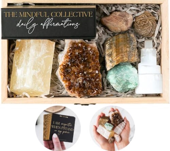 THE MINDFUL COLLECTIVE Prosperity Healing Crystals Set, 8 pc. Premium Chakra Crystals Box for Beginners, Energy Crystals for Witchcraft, Meditation Accessories. Crystals and Healing Stones, eGuide - Prosperity Kit
