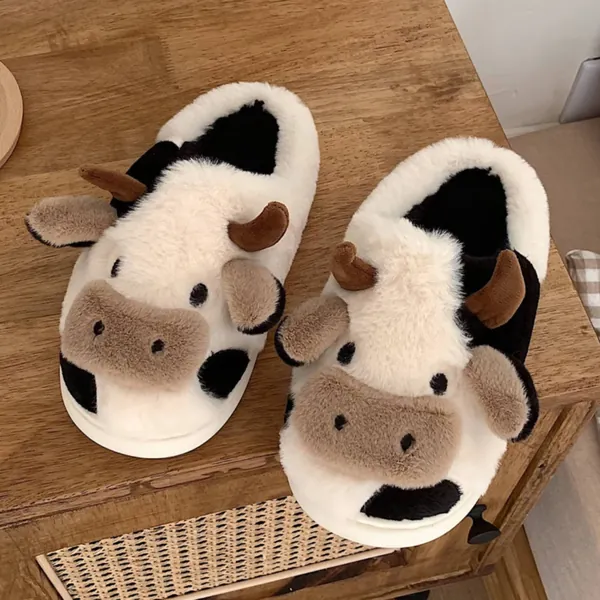 Super Cute Fluffy Cow Slippers, Moo Slippers. Animal Slippers. Fluffy and Cozy Slippers, Birthday Gift for her