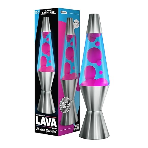 LAVA® Lamp - 14.5" Techno Chrome - The Original Motion Light - Pink and Blue Liquid - Item #2097 (Amazon Exclusive)