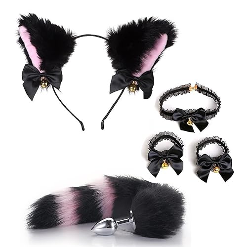 Anal Plug Butt Plug, 5Pcs/Set Sex Fox Tail Anales Plug Toys Butt Plugs Butt Plug Tail Plug Tail Butt Plug with Tail Anal Plug Tail Anal Tail Buttplug Fox Tail Plug - G