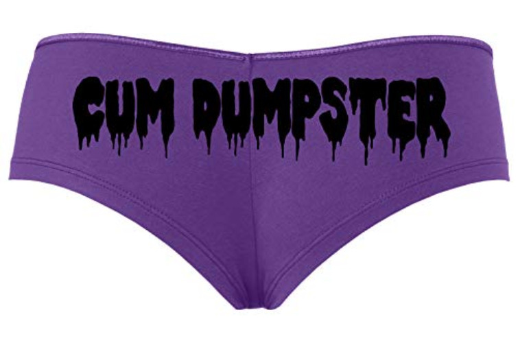Knaughty Knickers Cum Dumpster Cumdump Purple boyshort underwear DDLG cumslut slut - 3X-Large - Black