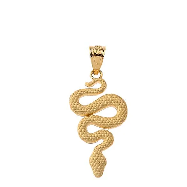 Textured Gold Snake Serpent Animal Charm Pendant