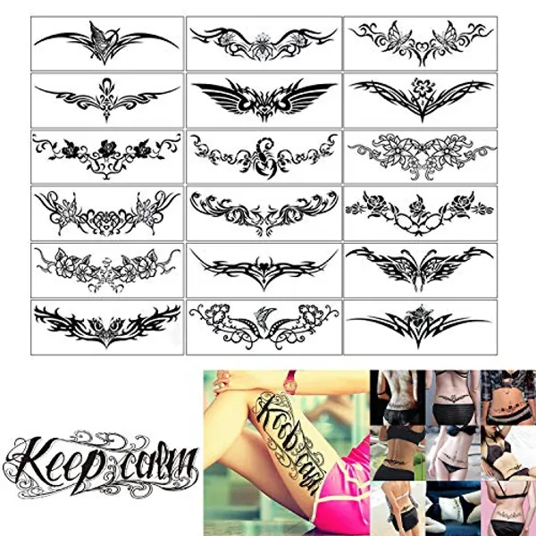 ELANE 19 Sheets Temporary Tattoo Stickers Set，Including 18PCS Body Art Makeup Fake Tattoo,1PCS Calm Down Tattoo Stickers Hand Neck Wrist Art Fashion,Waterproof Removable Body Sticker