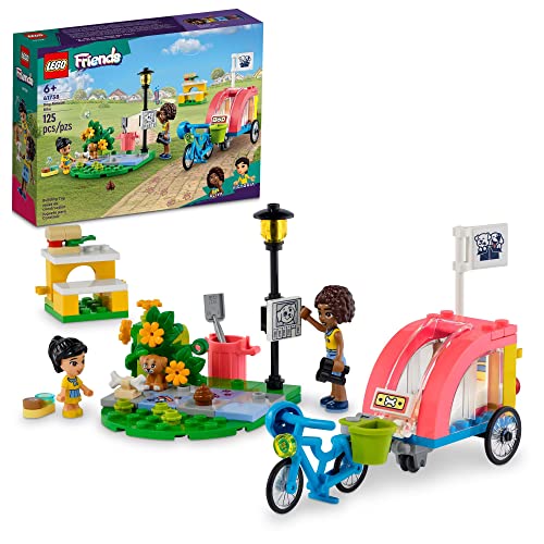 LEGO Friends Dog Rescue Bike Building Set, Pretend Play Animal Toy Playset for Pet-Loving Kids, Girls and Boys Ages 6 and Up with Puppy Toy Pet Figure and 2 Mini-Dolls, 41738 - Multicolor