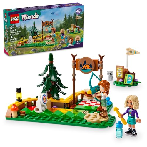LEGO Friends Adventure Camp Archery Range Toy, Archery Set for Kids with Toy Bow and Arrows, Adventure Building Playset for Girls and Boys Ages 6 Years and Up, 2 Mini Dolls and a Raccoon Figure, 42622