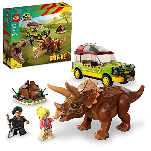 LEGO Jurassic Park Triceratops Research, Jurassic World Toy, Fun Birthday Gift Idea for Kids Ages 8 and Up, Featuring a Buildable Ford Explorer Car Toy and Dinosaur Figure, 76959 - Multicolor