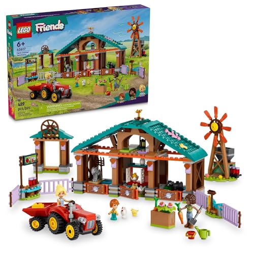 LEGO Friends Farm Animal Sanctuary and Tractor Toy, Gift Idea for Kids, Girls and Boys Ages 6 and Up, Farm Toy Playset with 3 Mini-Doll Characters and 5 Farm Animal Toys Including a Baby Cow, 42617 - Multicolor