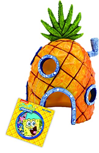 Penn-Plax Spongebob Squarepants Officially Licensed Aquarium Ornament – Spongebob’s Pineapple House – Medium - 5.25" Pineapple House