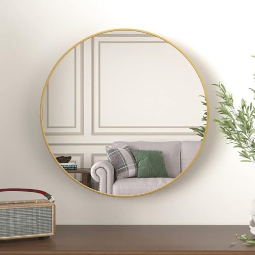 Beauty4U 16" Wall Circle Mirror for Bathroom, Wall , 16 inch Hanging Round Small Mirror for Living Room, Vanity, Bedroom,Gold - Gold - 16 inch