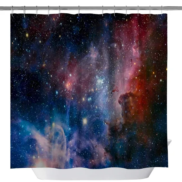 Galaxy Nebula Stars Space Exploration Shower Curtain Family Decor Shower Curtain for Bathroom, Polyester Fabric Waterproof Shower Curtains Rings Included, 71x71inch