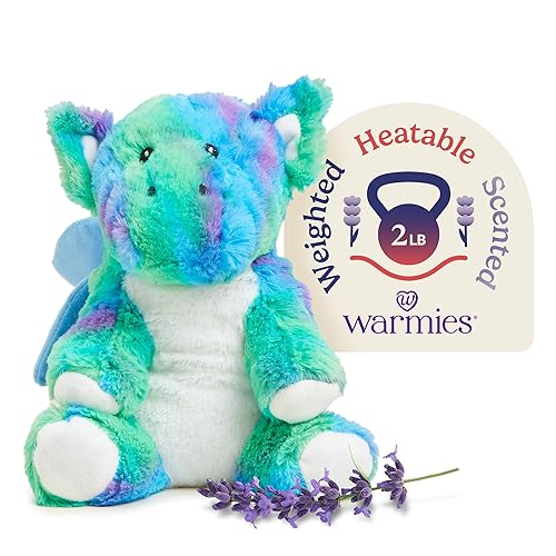 warmies Microwavable & Weighted Stuffed Animals, Baby Dragon - Heated Stuffed Animal Plushie for Warmth & Comfort - Cute Soft Plush Toys for Adults & Children (Boys, Girls, Babies & Toddlers) - Safety